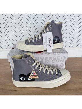 🖤Comme Des Garçons Play Hearts Converse Chuck 70 Hi Mens Shoes 8.5 Gray 171847C